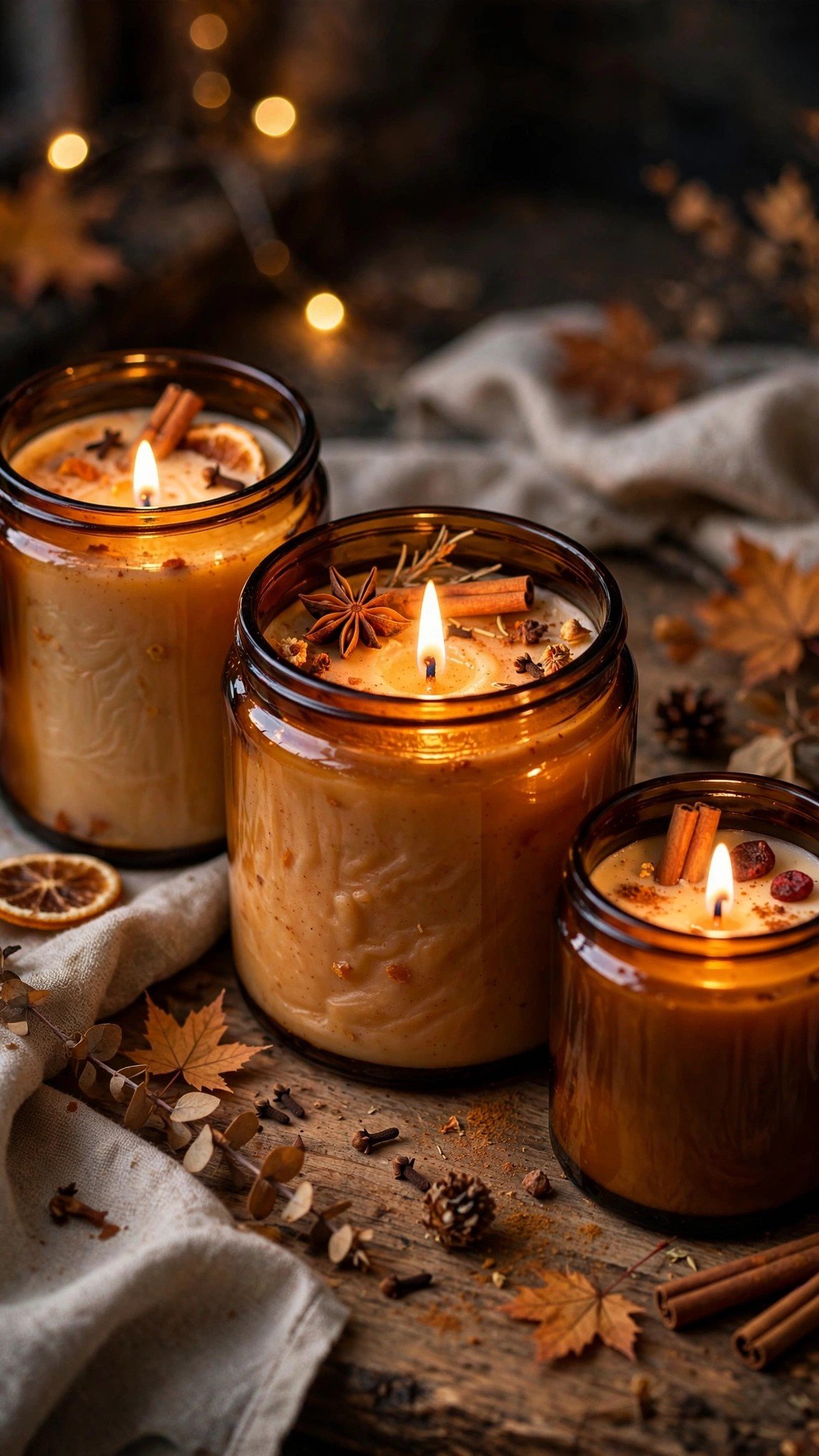 Hand-poured pumpkin spice candles in amber jars for sale