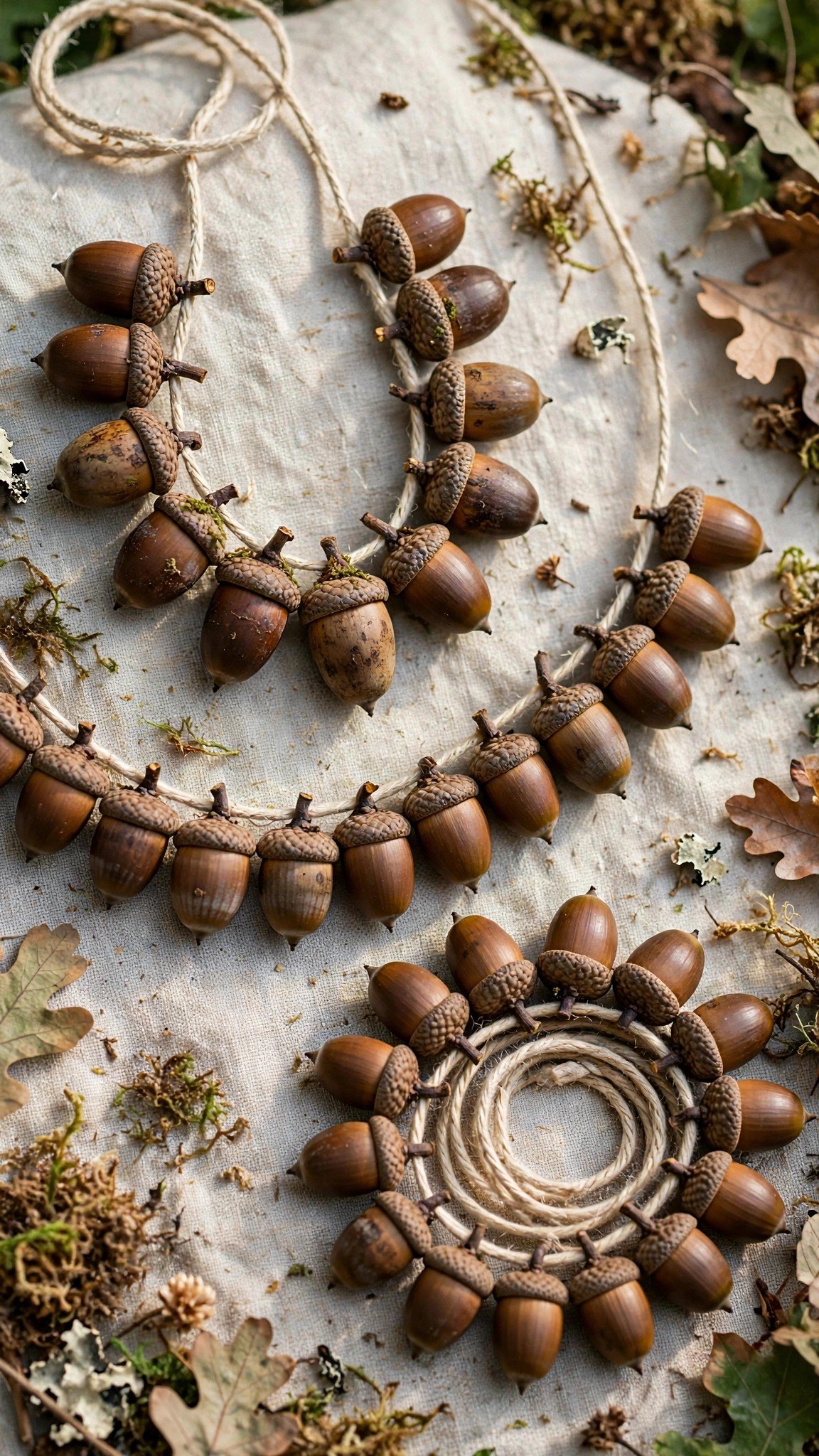 Acorn necklaces made with real acorns on string