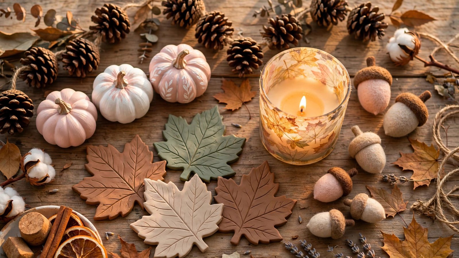 Adorable and easy fall crafts styled on an autumn craft table