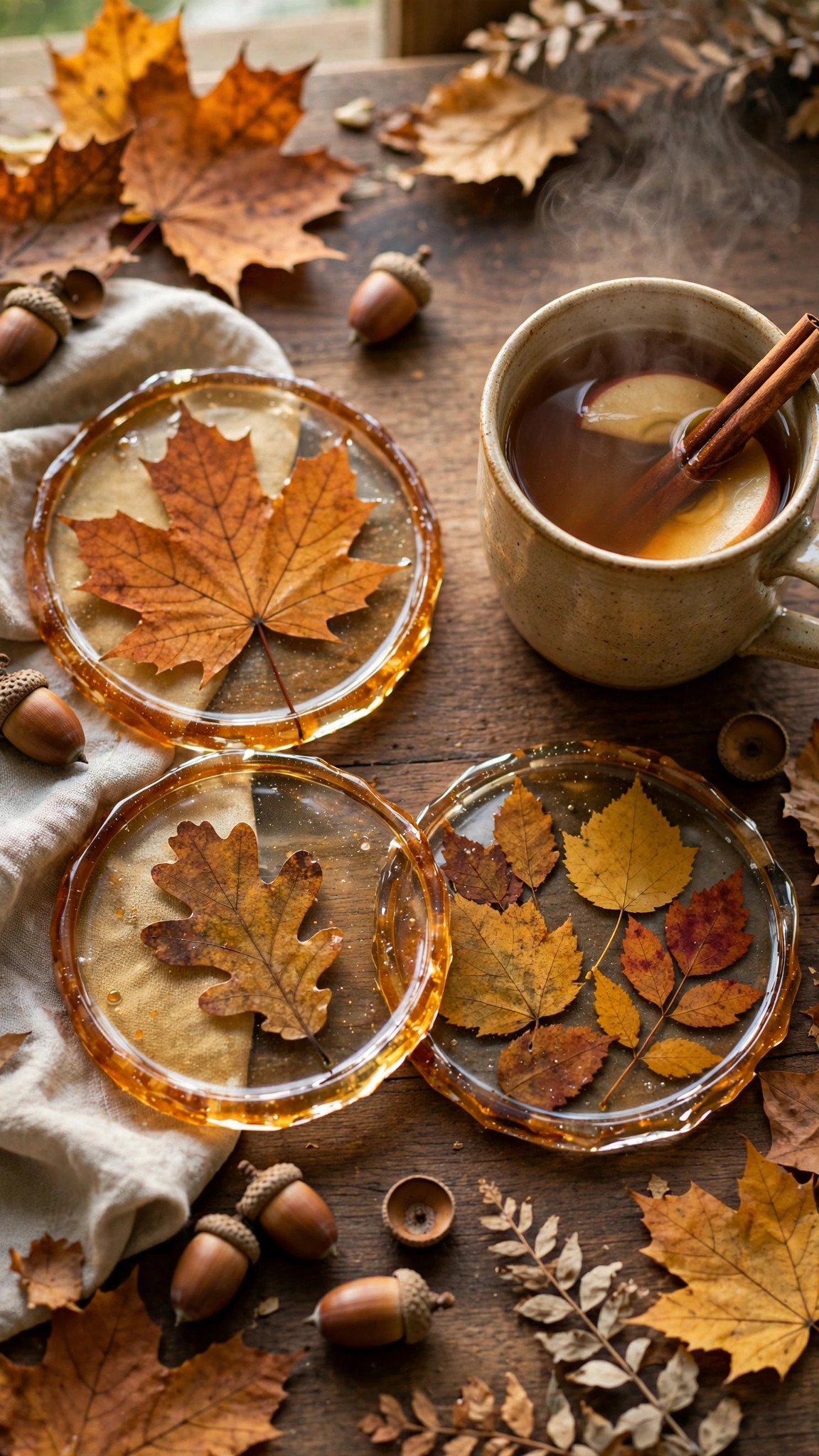 Create Pressed-Leaf Resin Coasters