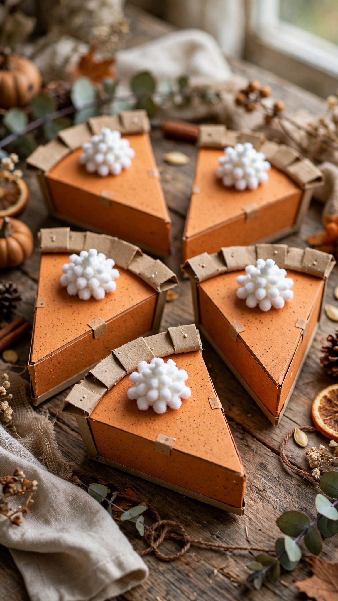 Pumpkin pie slice favor boxes Thanksgiving craft
