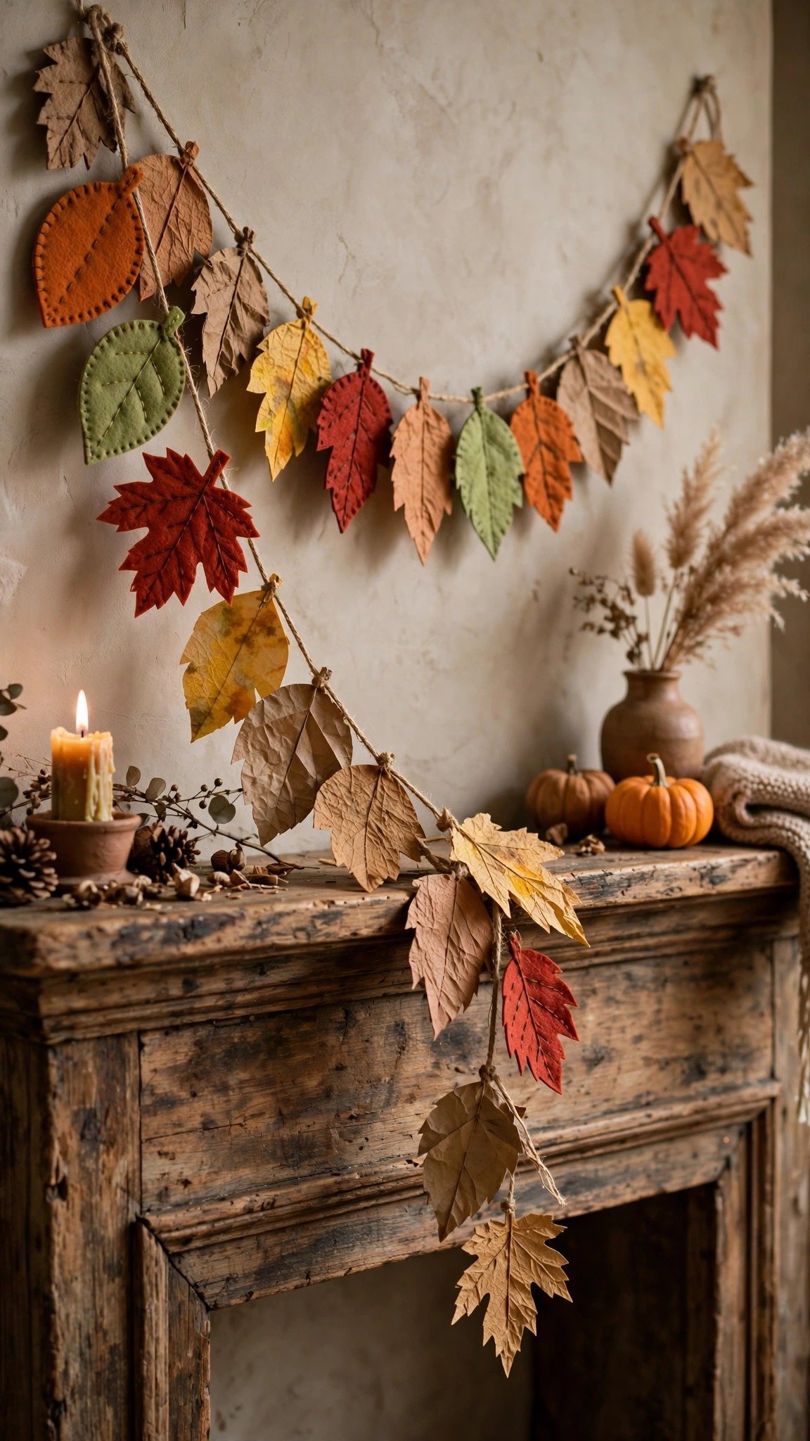 Fall leaf garland Thanksgiving craft decoration